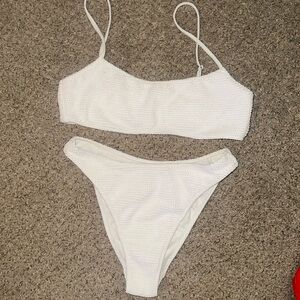 PAC Sun LA Hearts white ribbed swim sz M